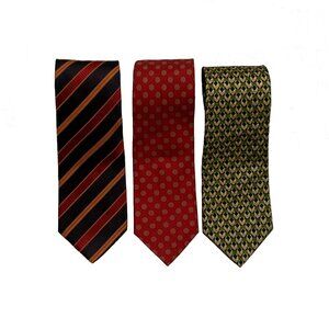 Ermenegildo Zegna Tie Bundle. 3 Classic Neckties: 2 Silk, 1 Silk Cotton Blend